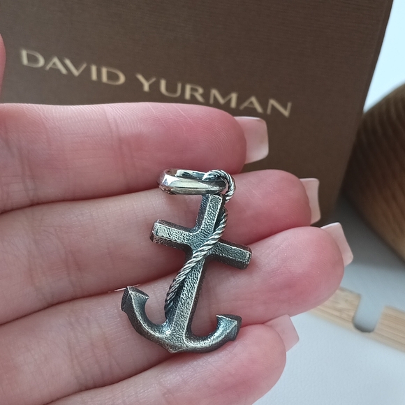 David Yurman Men's Maritime Anchor Pendant Round Amulet in Sterling Silver